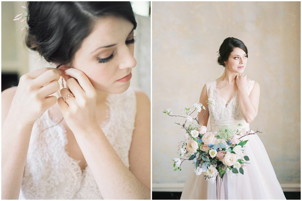 Rose quartz and serenity bride details